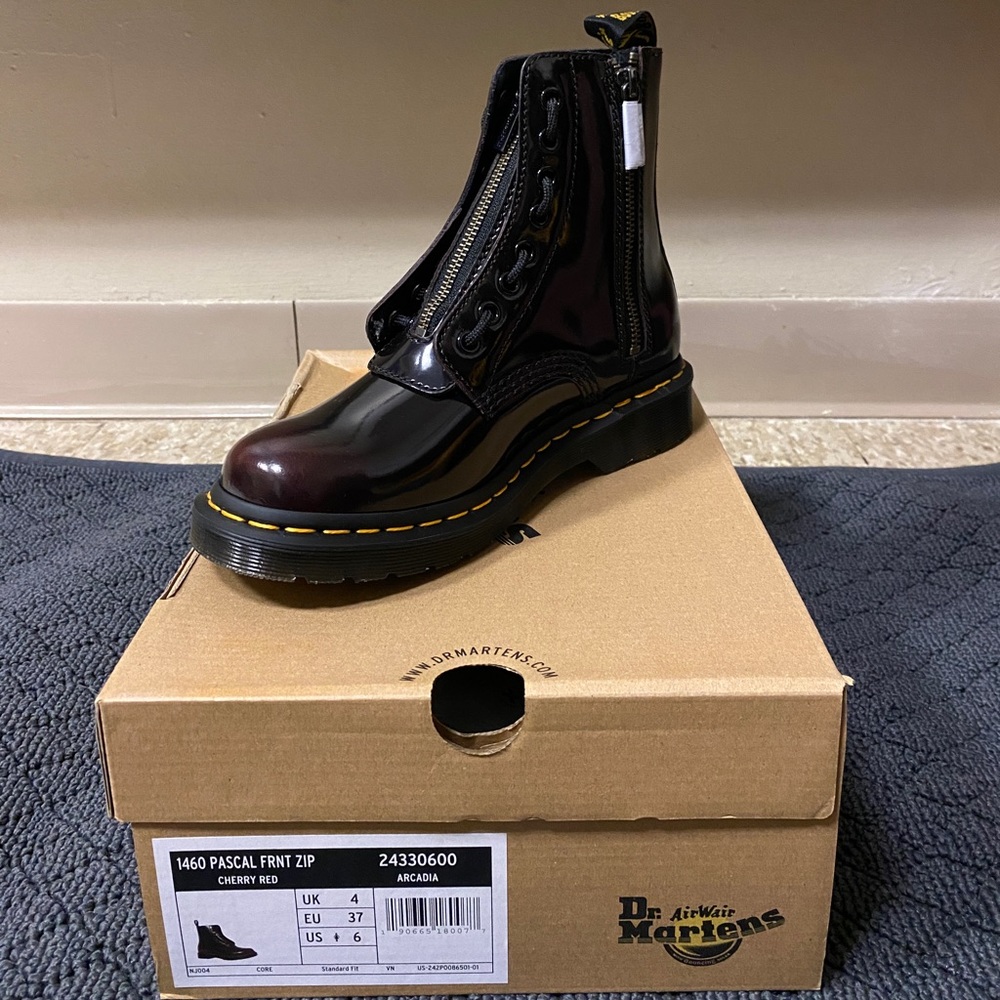 Dr. Marten’s Cherry Red Arcadia 1460 Pascal Front Zip Boot